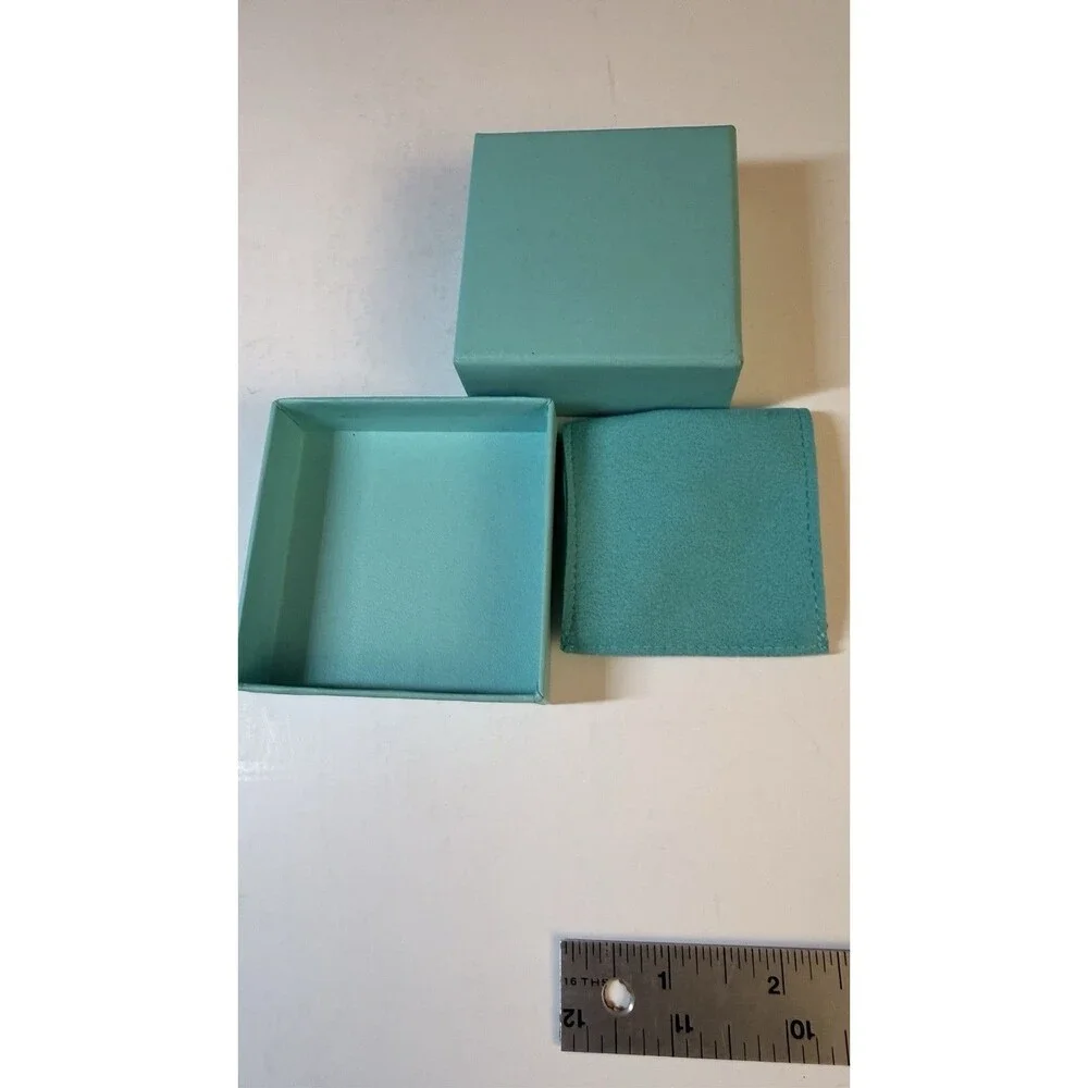 Tiffany & Co Blue Gift Box With Square Snap Suede Pouch Anti Tarnish
